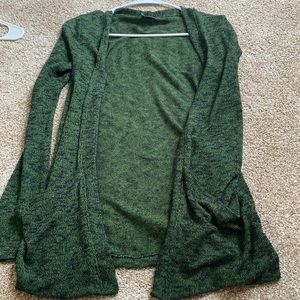 Green open front cardigan